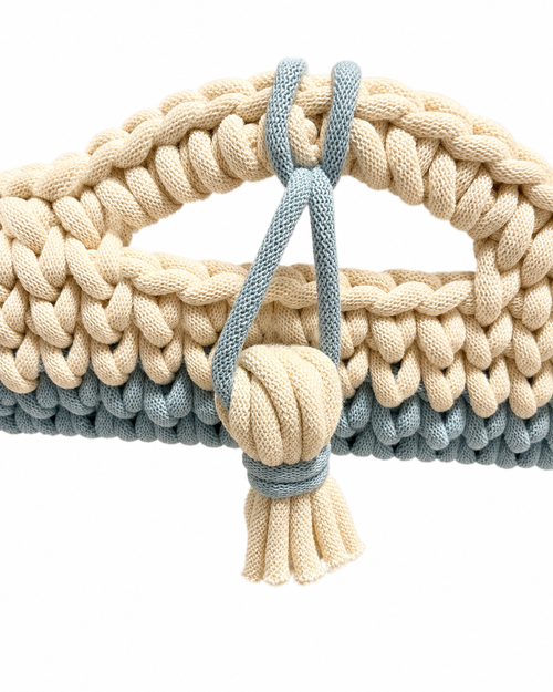 Blue and cream baby changing mat